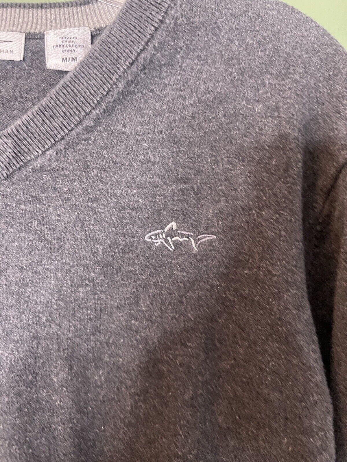 Greg Norman Men's Cotton V-Neck Sweater Grey Size Medium
