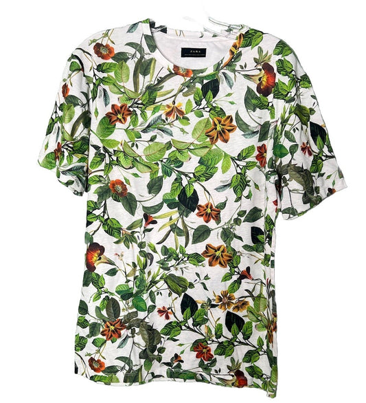 Zara Short Sleeve T-Shirt-Size Medium Floral Print