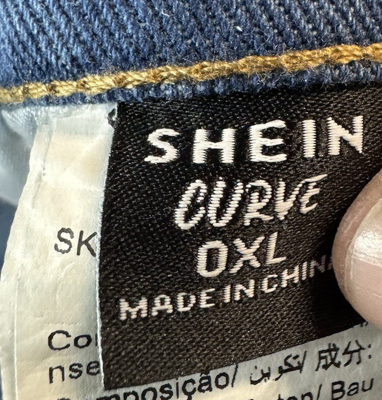 Shein Curve Skinny Jeans Light Wash Blue Denim Distressed Stretch Jeans Size 0XL