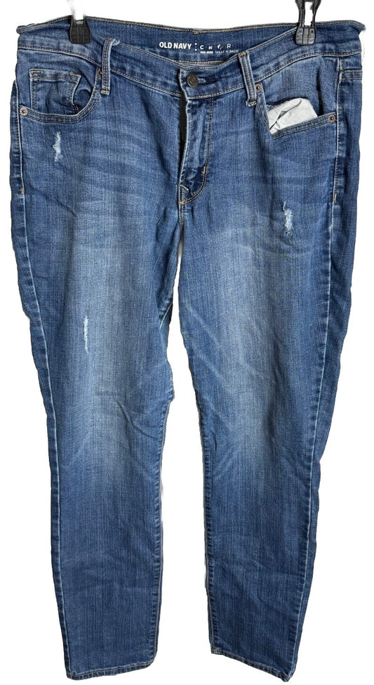 Old Navy Women's Size 10 Blue Straight Leg Dark Wash Cotton Blend Stretch Jeans