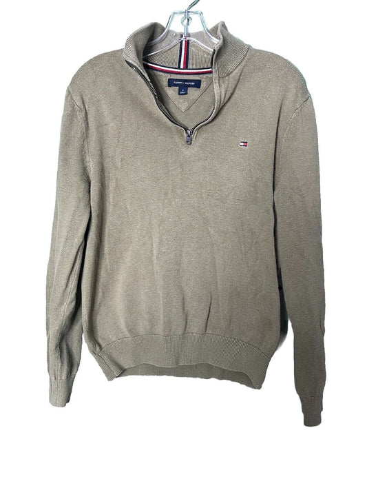 Mens Tommy Hilfiger Mock Neck 1/4 Zip Long Sleeve Mesh Pullover Shirt Medium