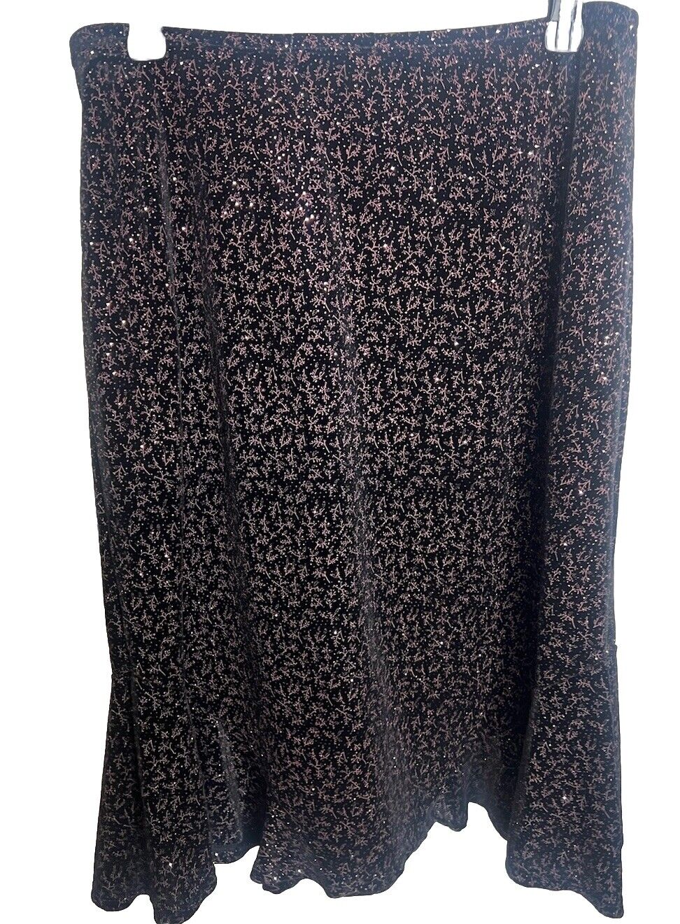 Notations Womens Petite Skirt PL Glitter Black Sparkle Shiny Knee Length