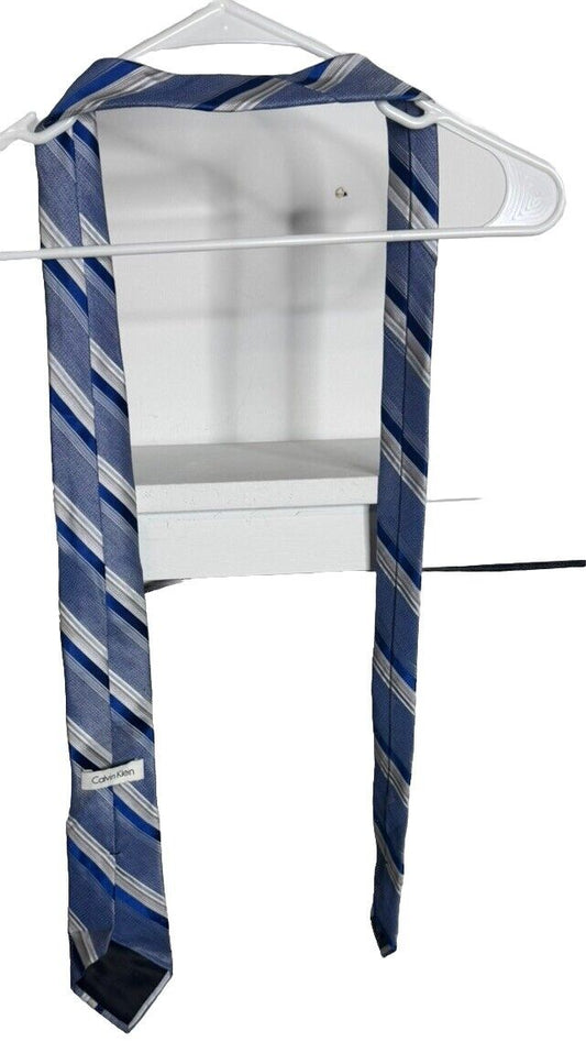 Calvin Klein Blue Striped Silk Tie - 58L 3.5W