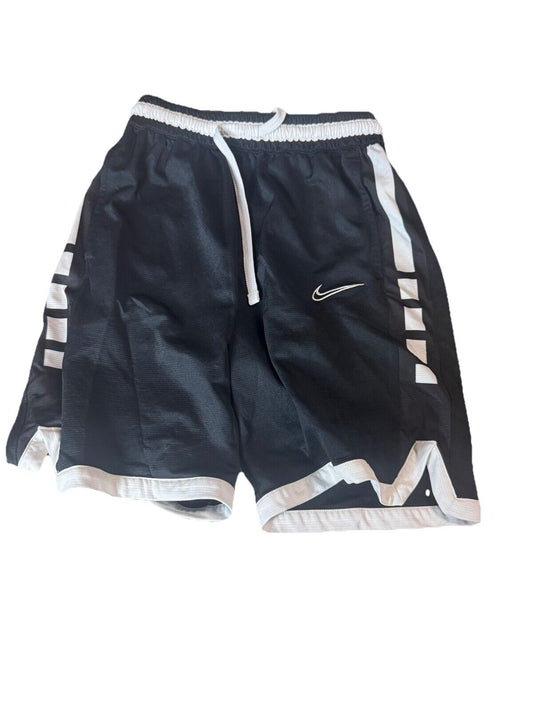 Nike Shorts Youth Small Black White Logo Club Fleece Swoosh Athletic Run Boys