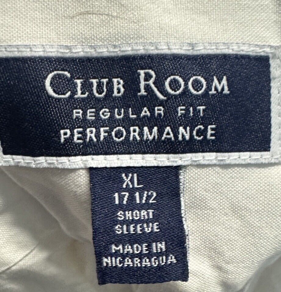 Club Room Men's Slim Fit Stretch Dress Shirt  XL 17.5 button