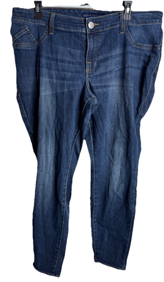 Rock & Republic Denim Rx Fever Pull On Straight Jean Women's 18 Blue Denim