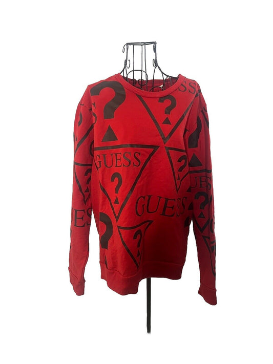 Guess Sweatshirt Large Red Logo Pullover