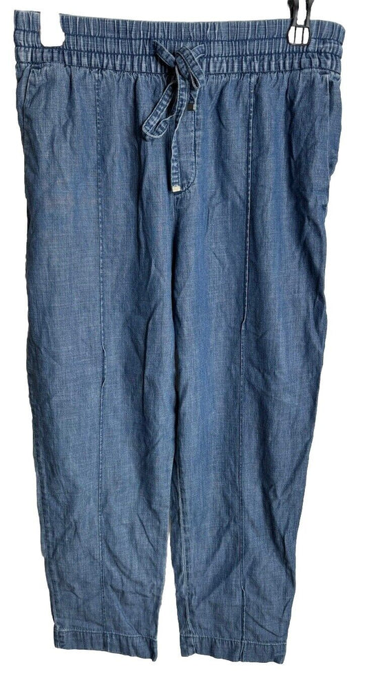 Gap Women Sz 6 Wide Leg 100% Linen Pants Drawstring Button Pockets Summer