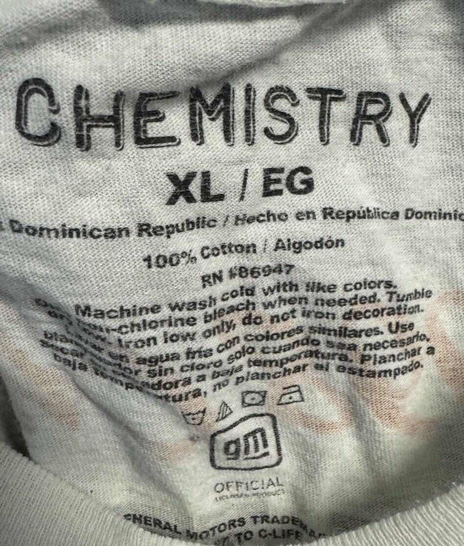 Chemistry T Shirt Mens Size XL White Corvette Classic Chevy Original Print