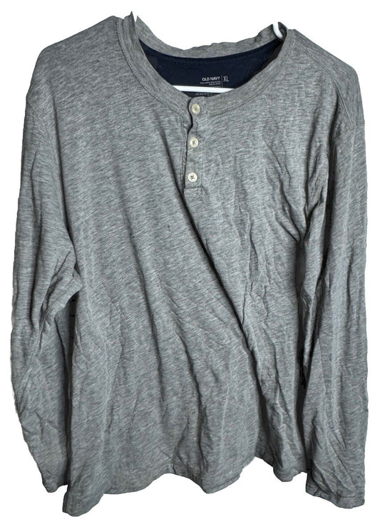 Old Navy  Shirt Men's Size XL Black Pullover Waffle Knit Long-Sleeve