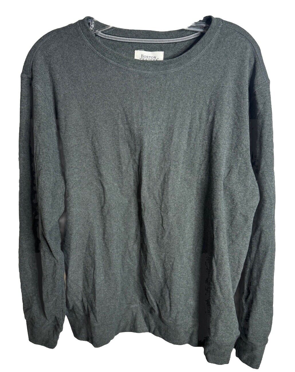 Boston Traders Men's Lightweight Crew Neck Long Sleeve Sweater, Gray, Size L