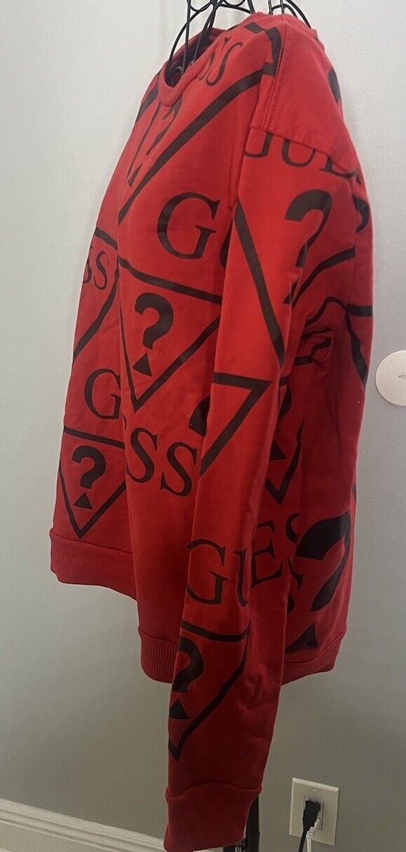 Guess Sweatshirt Large Red Logo Pullover