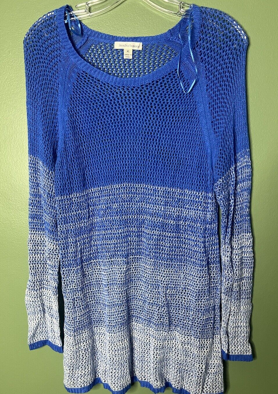 Jonh Paul Richard Open Knit Summer Crew Top Sweater Size XL