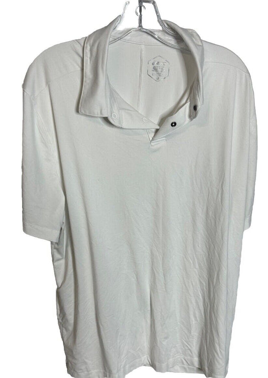 Asics Mens Shirt XL Polo  White Button Sport Golf