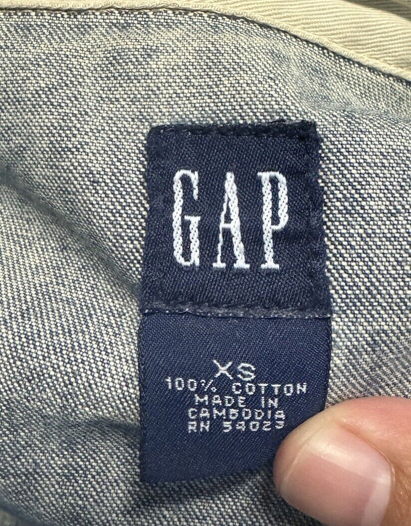 Gap Jean Jacket Women XS Blue Denim Dark Wash Long Sleeve Pockets Adult
