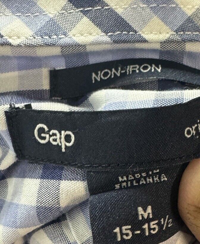 Gap Shirt Mens Medium 15 15.5 Plaid Long Sleeve Button Up Cotton Slim Fit