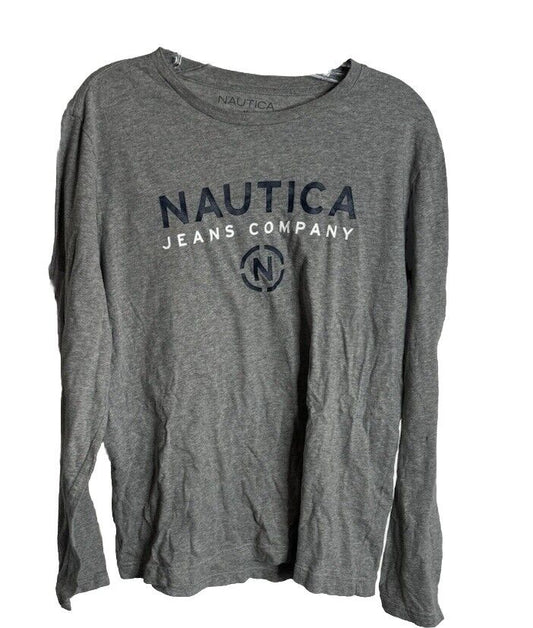 Vintage Nautica T Shirt Mens Size M  Long Sleeve Logo Spell Out Casual Adult