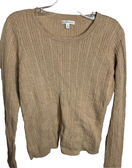 Croft And Barrow 100% Cotton Light Gray Cable Knit Sweater Size Medium