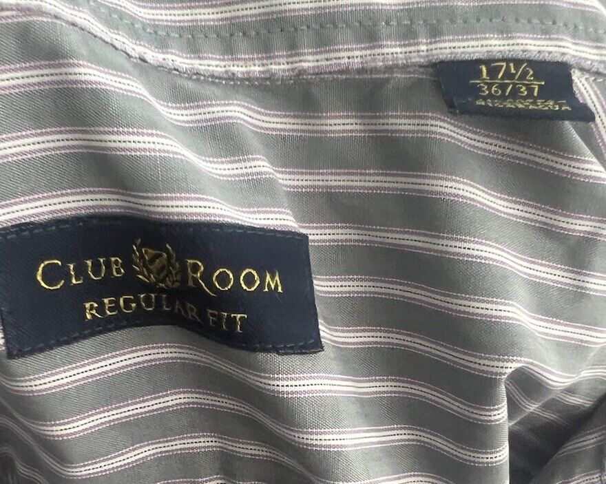 Club Room Men Wrinkle Resistant 17.5 36/37 Regular Fit Long Sleeve Button Shirt