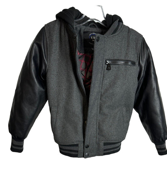 Urban Republic  Boys Size Medium 10/12 Long Sleeve Coated Leather Hooded Jacket