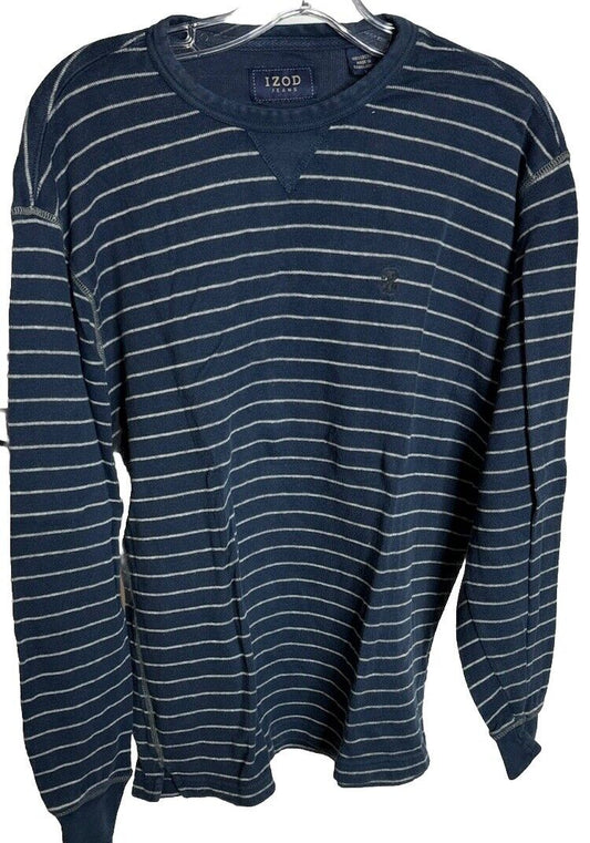 IZOD Pullover  Shirt Men's Size Large Long Sleeve Crew Neck Cotton Blend