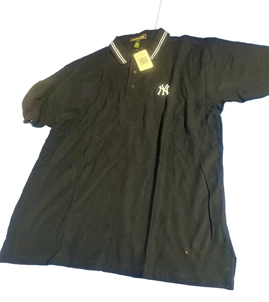 Vtg MLB New York Yankees Polo Shirt Mens 2XL Artex Blue Short Sleeve USA 90s