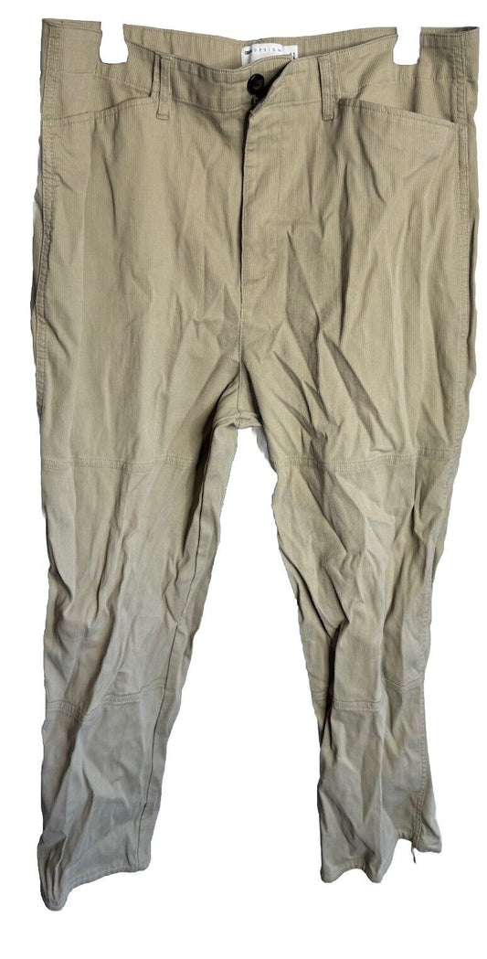 ASOS Mens Pants Khaki Stretch Pleated Front Cotton Blend 36 x 32