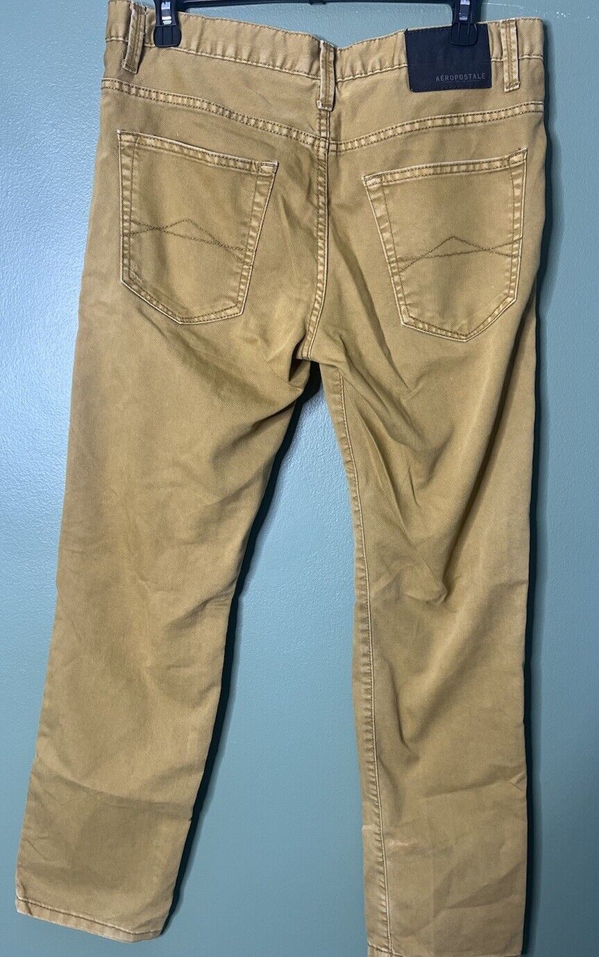 Aeropostale Slim Straight Chino Pants Men's 32x30 Tan Flat Front