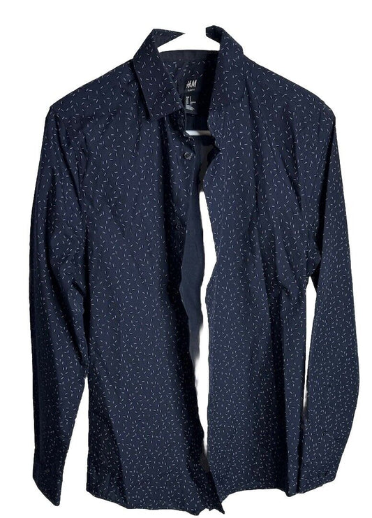 HM Mens Shirt Small Regular Fit Long Sleeve Collared Button Up