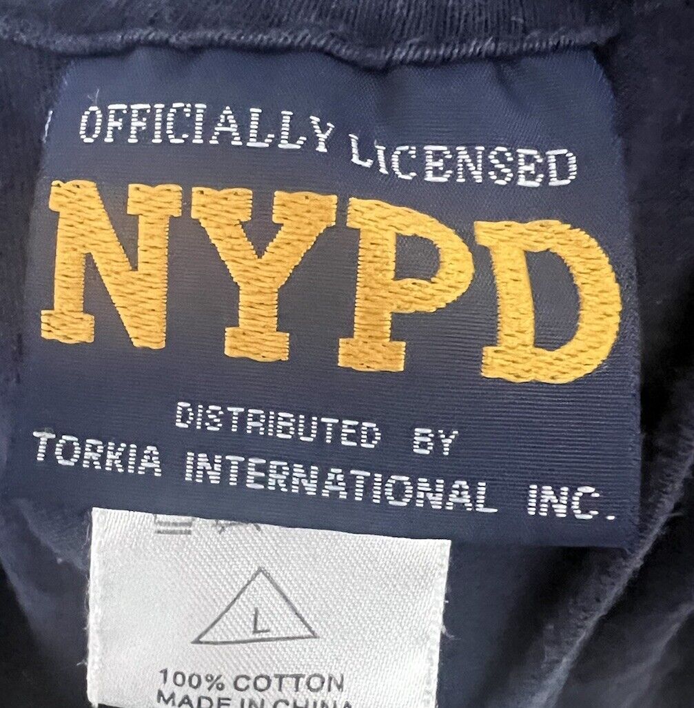 NYPD Police Back Tee Shirt Navy Mens T-Shirt Police New York City Official Large