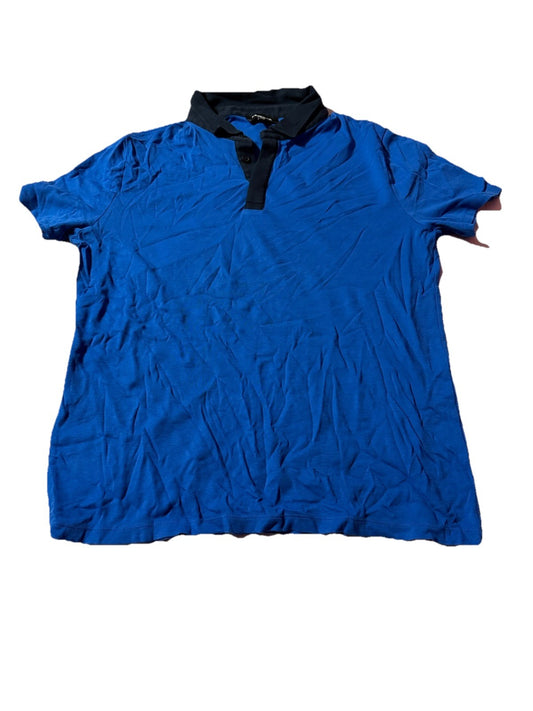Express Short Sleeve Polo Shirt Mens Medium  Blue /Black collar