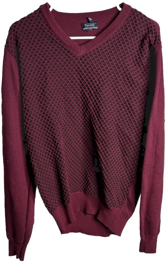 Portabella New York Wool Blend Sweater Men XL Burgundy Holidays Career Basic