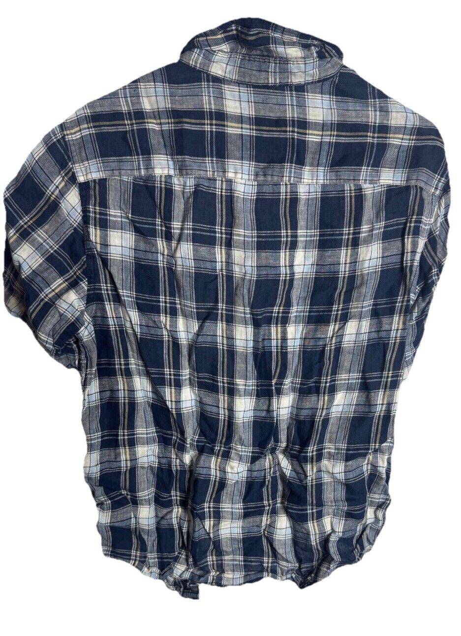 Nautica Shirt Mens Medium  Plaid Short Sleeve Button Down Classic Fit