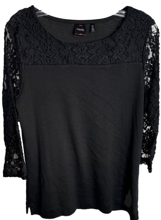 Rafaella Blouse Women's Size PM Black Scoop Neck