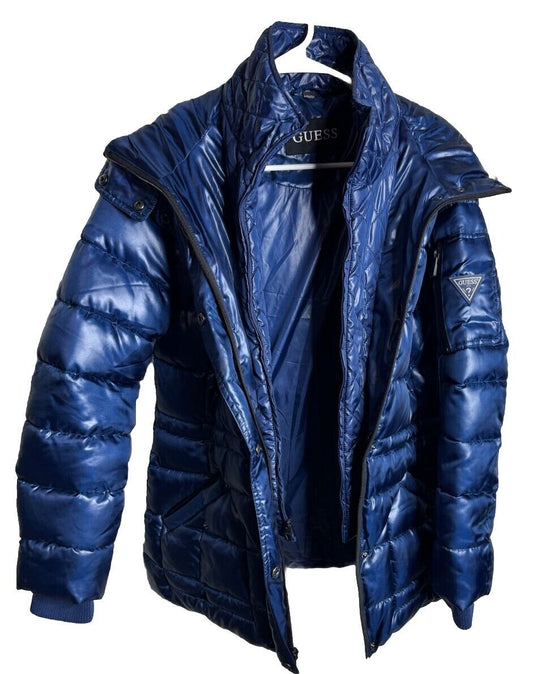 GUESS HOODED PUFFER JACKET ZIP FRONT SIZE Medium