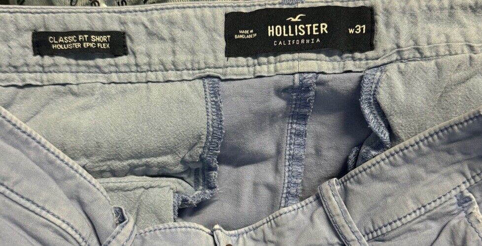 Hollister Chino Shorts Men's 31 Blue 100% Cotton Casual Slash Pockets Outdoor