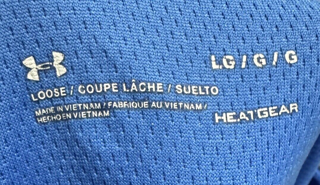 (Large) Mens Under Armour Polo Shirt Short Sleeve Logo Heat Gear