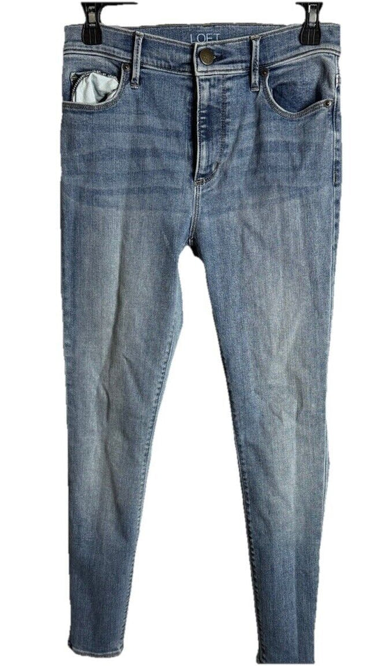 Ann Taylor Loft Womens Jeans High Rise Skinny Ankle Mid Wash Denim Size 2