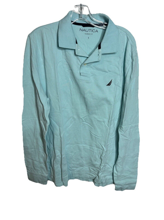 Nautica Classic Fit Mens  Long Sleeve Polo Size Large