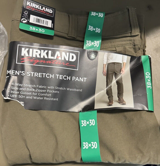 Kirkland Signature Men's Stretch Tech Pant 5 Pockets 38x30 NEW