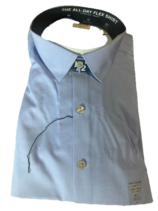 Kenneth Cole Reaction Shirt Mens Large 16.5 32/33 Slim Fit Wrinkle Resistant