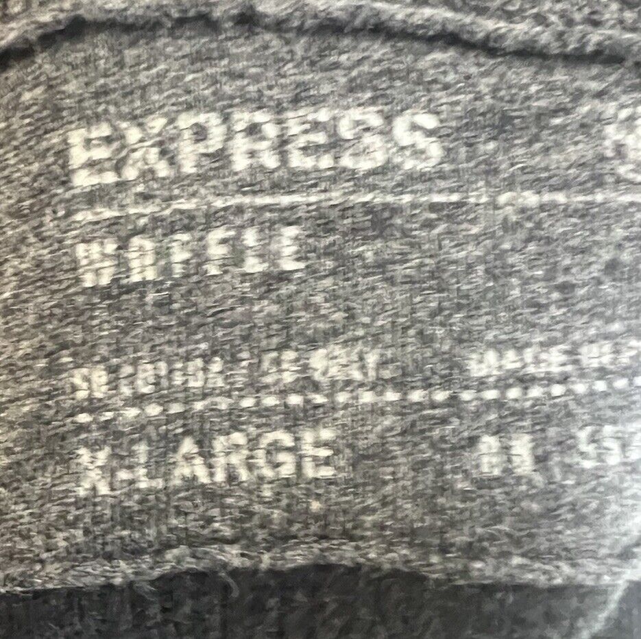 Express Waffle Knit Gray Black Striped Henly Shirt Long Sleeve Mens Medium