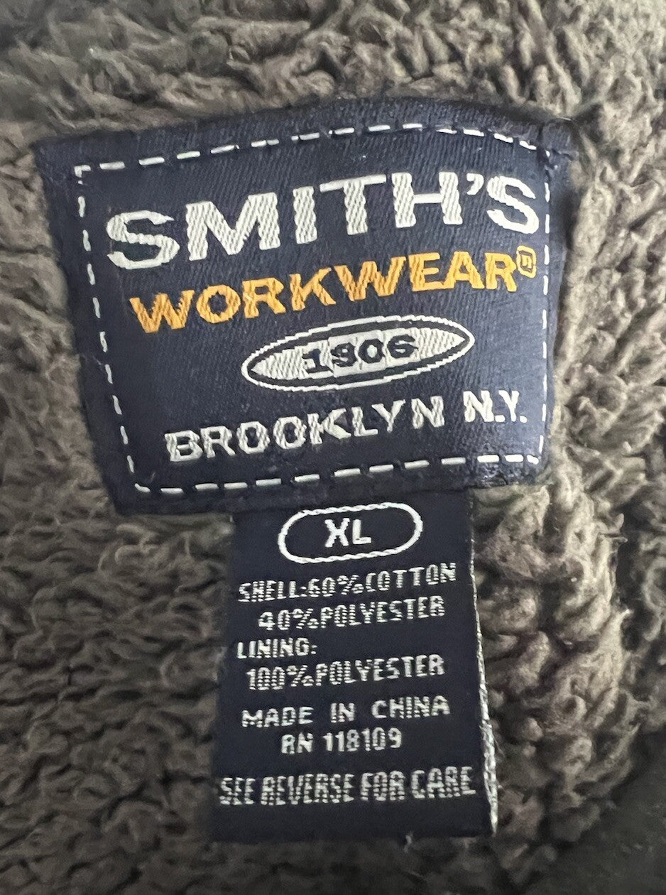 Smith's Workwear Sherpa Jacket Thermal Hoodie Mens Sz XL Full Zip