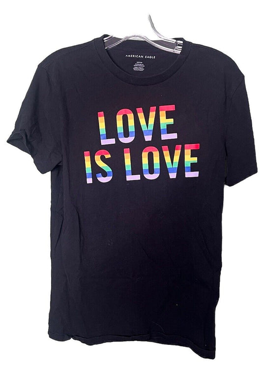American Eagle Shirt  Size Small Black Love is Love Casual Short Sleeve Shirt