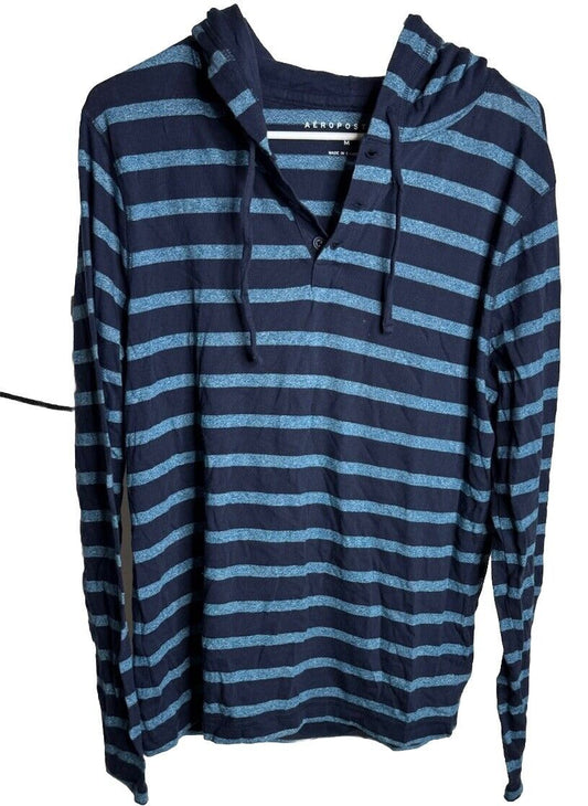Aeropostale Hoodie M Blue Pullover Long Sleeve Lightweight Pockets Casual