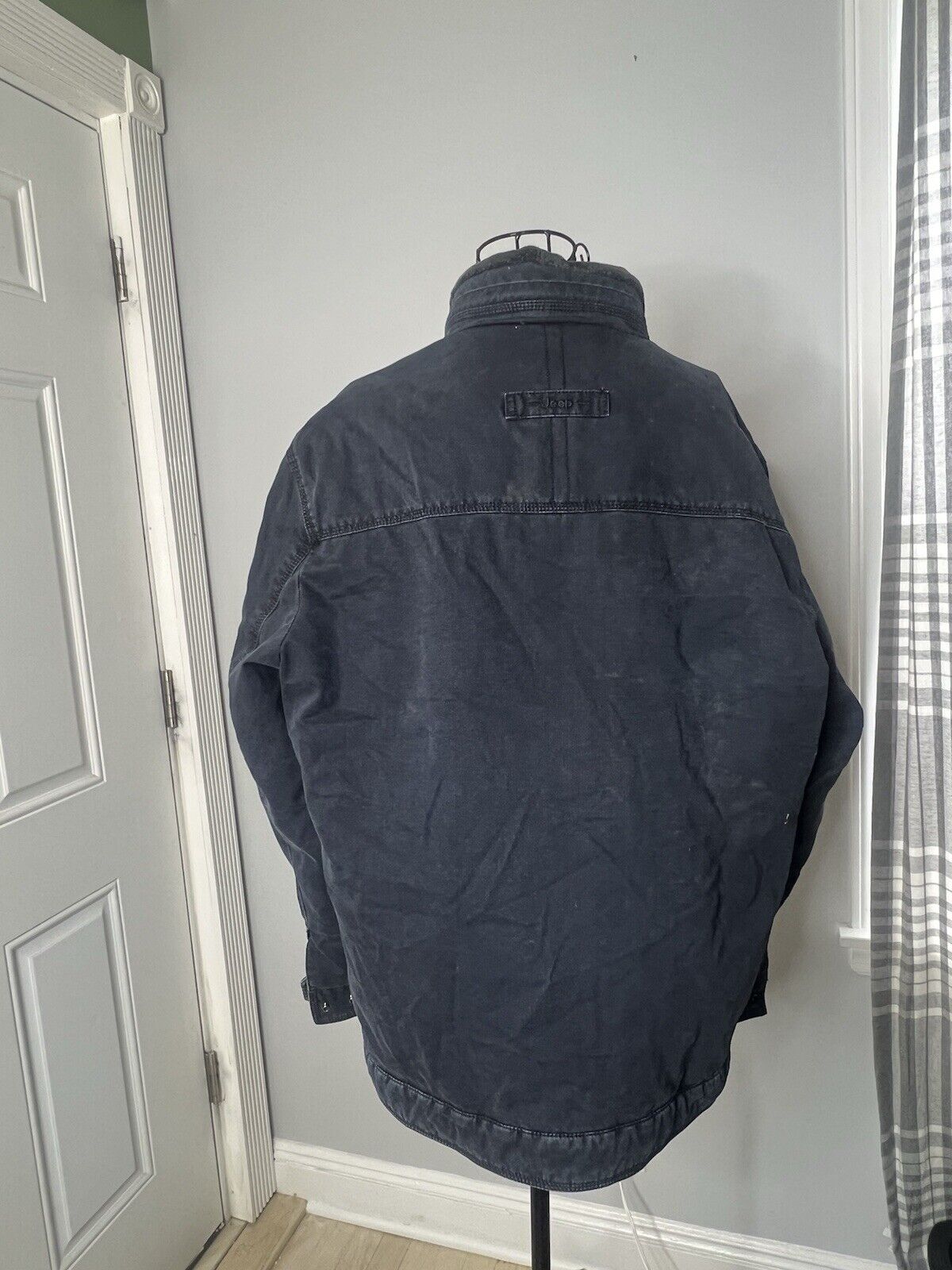 Vintage!! Jeep Mens Jacket Size L Large Navy Softshell Full Zip Long Sleeve