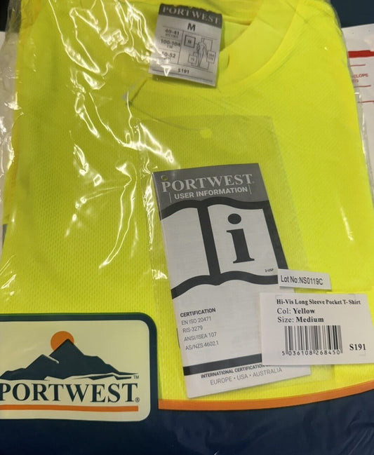 Portwest S398 Safety  T-Shirt - Yellow - NEW - Medium