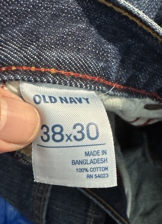 Old Navy Baggy Jeans Mens Size 38X30 Blue Denim Loose Ample Mid Rise Flat Front