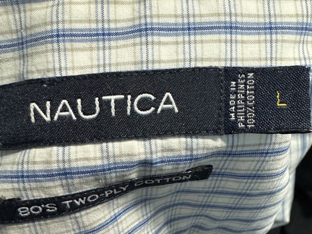Nautica Button Down Shirt Mens size large Soft Linen Short Sleeve New