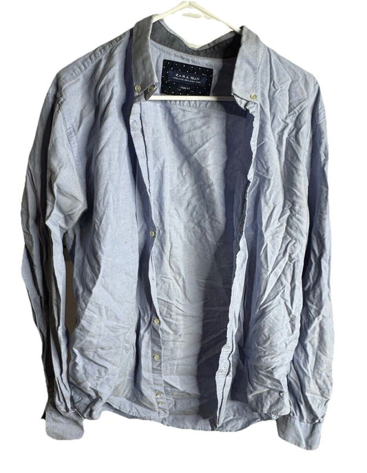 Men's ZARA Slim Fit" Active Stretch Fabric Long Sleeve Shirt Size XL